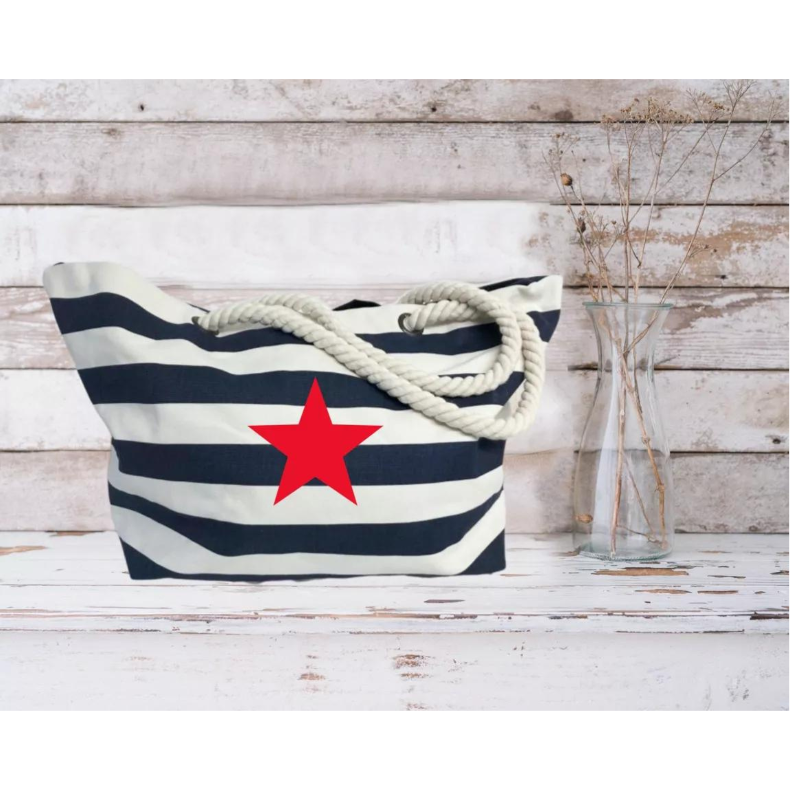 Red Star Navy Neutical Beach Bag